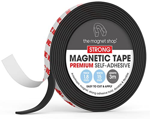 The Magnet Shop Nastro magnetico adesivo TMS | Rotolo da 3 metri di strisce magnetiche autoadesive | Realizza calamite da frigo per artigianato | Facile da tagliare e incollare