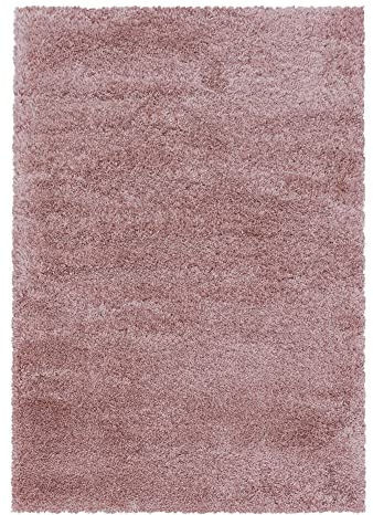 Giantore Teppich 60 x 110 cm Rosé 50 mm Hochflor/Flauschiger Teppich aus hochwertigem Polypropylen/Teppich flauschig als Schlafzimmer, Kinderzimmer oder Wohnzimmerteppich