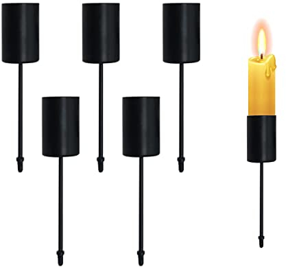 5 pieces of tapered candlesticks, Christmas wreath decoration for home furnishing, candlelight dinner, party, wedding, Christmas candlestick decoration (black)