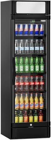 GGM Gastro Getränkekühlschrank 347L mit Werbedisplay | optimale Warenpräsentation, energieeffiziente LED-Beleuchtung, pflegeleichter Innenraum, sicher abschließbar