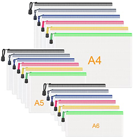 JIANTA Dokumententasche Reißverschluss A4+A5+A6, 18 Stücke Zipper Beutel | Transparente Reißverschlusstaschen, Dokumententasche, Utensilientasche, Beutel mit Reißverschluss Geeignet für Büro Schule