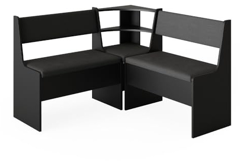 Vicco Gruppo panca ad angolo Roman, Nero, 120 x 120 cm, adatto per il posizionamento ad angolo in cucine e sale da pranzo