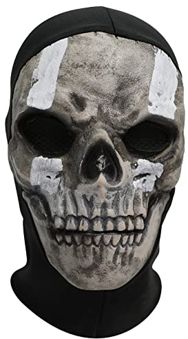 Call Duty Ghost Maske，Skelett Skull Maske COD Motorrad Sturmhaube Totenkopf S kimaske Halloween Cosplay Männer Herren Mütze (Long)
