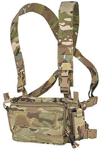 KRYDEX GEAR Chest Rig Vest mit 5.56/7.62 Mag Taschen 9mm Pistol Magazin Taschen und X-Harness Taktische Weste für CS Spiele, Militärfans und Airsoft-Jagdspiele