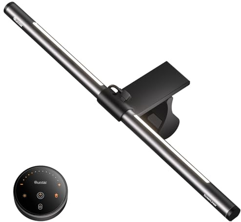 Quntis Computer Monitor Light Bar with Remote, Eye-Care Monitor Light Backlight Desk Lamp for Home Office Gaming, Stepless Dimming Brightness and Color Temperature, No Screen Glare, Gray