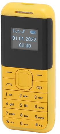 Zunate Basistelefon, BM222 0,66 Zoll Bildschirm, Superkleines Smartphone, 2G Winzig Mobiltelefon mit FreihändigemWählgerät, Dual SIM Karte GSM für ältere (Yellow)