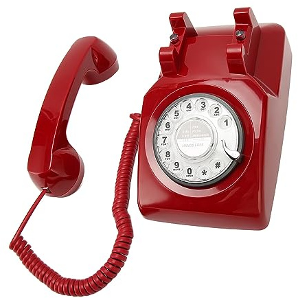 Téléphone Rotatif Rétro, Téléphone Fixe Vintage, Téléphone Antique pour Ménage, Bureau, Hôtel à L'ancienne avec Clavier à Cadran Rotatif pour Personnes âgées ou Personnes (Rouge)