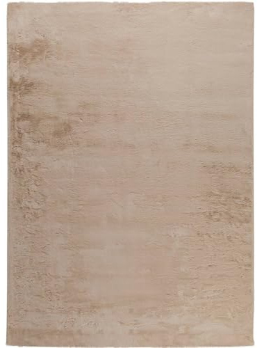 Knutzen Wohnen Arvid Hochflorteppich Shaggy 70 x 120 cm Beige - Teppich Wohnzimmer Hochflor flauschig - Teppich flauschig Kunstfell - Kuscheliger Begleiter mit weicher Oberfläche