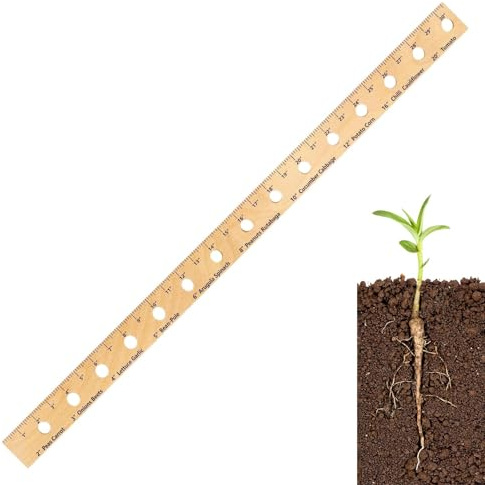 Rehmanniae Garden Planting Ruler, Wooden Interval Ruler Seeder Tool, Spacer Planter Tool for Precise Planting & Spacing, 31.5 Inches