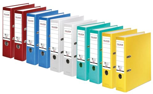 FALKEN 10x Recycolor Ordner Öko 8 cm breit DIN A4 5 Farben sortiert