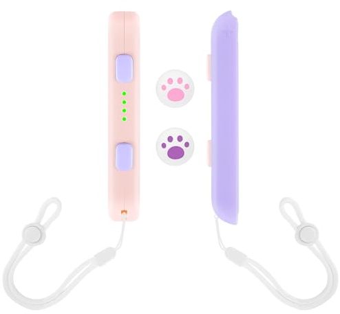 DLseego Poignet Poignées pour Switch Joycon,1 Paire Poignet Controller avec 2 Capuchons de Poignée Pouce,Switch Controller Poignée Accessoires Automatique Serrure et Serrage Réglable,Rose Violet