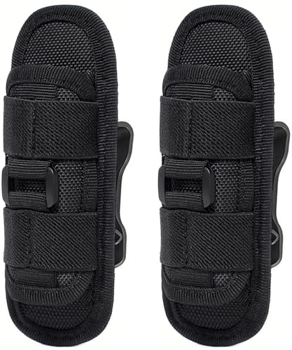 MUCHER 2 Pack Taktische Taschenlampe Holster Tasche 360 Grad Drehbarem Molle Taschenlampe Tasche Klein Taschenlampenhalter Gürtelhalterung Tasche für Outdoor Wandern Jagdcamping Training (Schwarz)