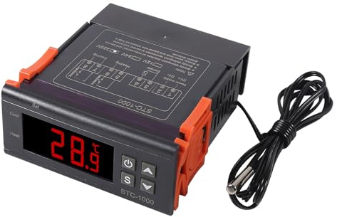 2 Stück STC-1000 AC 110V-220V 10A Digitaler LED-Temperaturregler Heizung Kühlthermostat Steuerschalter 2 Relaisausgänge und NTC 10K-Sensorsonde