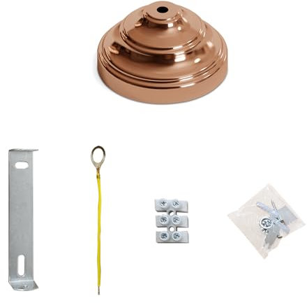 Industrial Single Point Outlet Ring Drop Metal Front Fitting Ceiling Rose Pendant Cable Grip Flex Clamp Light Fitting Hanging Lamp Ceiling Light (Rose Gold, 5 Pack)