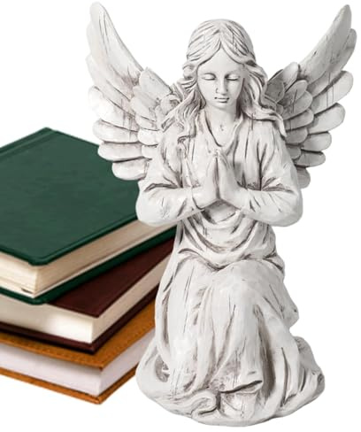 Gartenengel Statue | Desktop Harz Figur | Religiöse Gartenstatuen, Outdoor Figur Nordeuropäische Dekoration für Terrasse, Rasen, Hof,