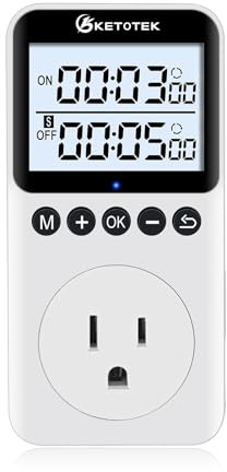 KETOTEK KTTS02 Digital Timer Outlet Plug in Timer Switch Socket Indoor Infinite Repeat Cycle Electrical Timer Switch, Countdown Timers for Lights,Aquarium,Pets Home Appliances