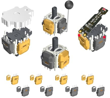 ElecGear Hall-Joystick und Entlöt-Heizplatte Kit für Controller - 4x Hall-Effekt-Steuerstab + 8x zusätzlicher Sensor + VCC Tester + Ersatz Reparatur Mod Tool