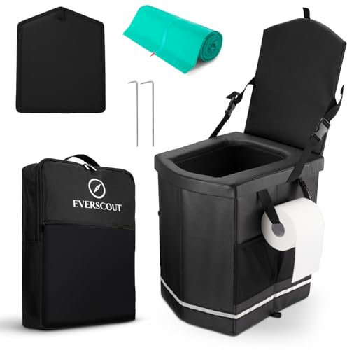XL Portable Toilet for Adults - Extra Strong, Compact Portable Toilet for Camping with 20 Compostable bags, Portable Potty for Travel, Van Life, Truck, Bedside Commode, Festival, Camping Essentials
