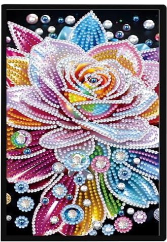 DCIDBEI Diamond Painting Notizbücher A5 Blanko Malen nach Zahlen Tagebuch Buch Kunst Diamond Painting Skizzenbuch Notizbuch Freizeit 50 Blätter Blöcke Hefte Journal Diary 50 Blätter Blumen