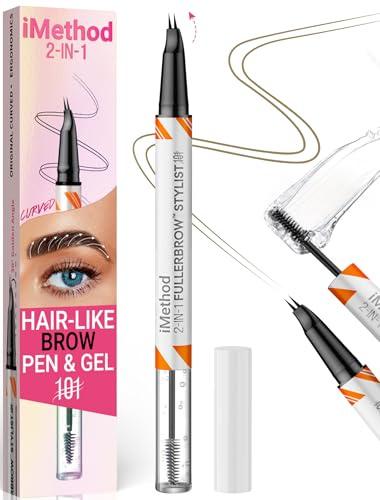 iMethod Curved Augenbrauenstift und Augenbrauengel Clear - Augenbrauenstift mit haarähnlichen Strichen für natürlich aussehende Augenbrauen, Augenbrauen-Make-up für den ganzen Tag, Light Brown