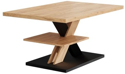Vicco Couchtisch Arivo, Schwarz, 90 x 60 cm | mit Ablage, mit zusätzlicher Ablagefläche für praktische Aufbewahrung