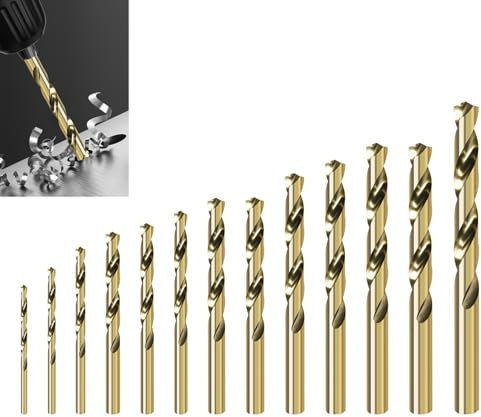 13 Pcs Cobalt Drill Bit Set (1.5-6.5mm), M35 HSS Twist Drill Bits Set Metric Cobalt Steel, Titanium Coated, High Speed Steel Drill Bits for Wood, Metal & Plastic, Heat Resistant, Straight Shank