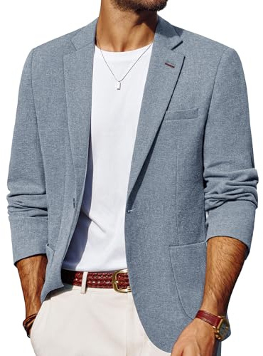 Mens Blazer Casual Sport Coats Lightweight One Button Suit Jacket for Summer