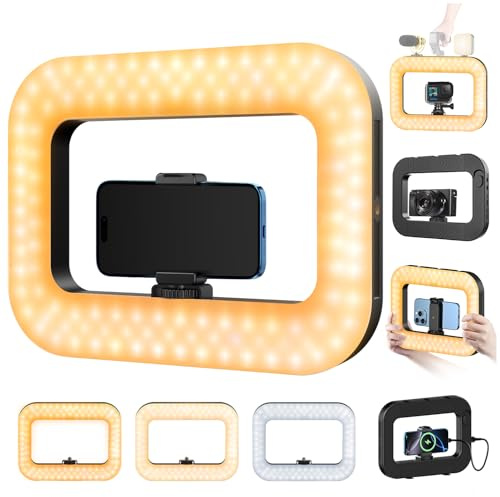 yAyusi Handylicht für Videoaufnahmen, Hand-Telefonstabilisator mit Licht, 8000mAh LED-Selfie-Telefonringlicht mit Telefonhalterung, Smartphone-Video-Rig für Kamera, Action-Kamera, Vlog, TikTok