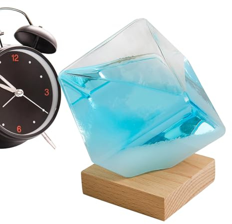 Predittore meteorologico di,Bottiglia di previsioni meteo a cubo grande - Ornamento da ufficio, barometro liquido modificabile per regalo di compleanno, Natale, matrimonio
