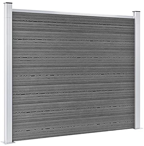 Panneaux de clôture de jardin en bois composite - 180 x 146 cm - Gris - Pour extérieur - Clôture décorative résistante aux intempéries - Solution de paysage élégante