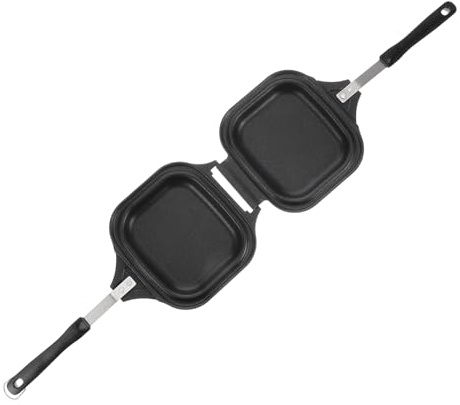 FUNOMOCYA Molde Para Sándwiches Doble Cara Desmontable 25 Cm Hierro Antiadherente Sartén Multifuncional Para Camping y Cocina Al Aire Libre Utensilio Práctico Para Hornear y Freír