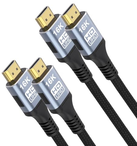 CAKOBLE Câble hdmi 2.2 ultra96 1.5m,[1.5M/Lot de 2] 96Gbps Ultra-High-Speed, 16K@60Hz,12K,8K@240Hz,4K@480Hz, pour câble hdmi 2.1 eARC, HDR10+, Dolby, HDCP 2.2, pour PS5, Xbox, Soundbar, Fire TV, HDTV