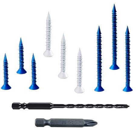 ZXTDBMBB Concrete Screw Anchor Kit, 3/16 Blue/White Phillips Flat Head for Anchoring to Masonry, Block or Brick Stucco (137pcs)
