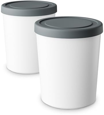 Klarstein Eisbehälter Für Speiseeis – 2x 1L, Spülmaschinenfest, Mit Deckel, Kunststoff, Für Selbstgemachtes Eis & Joghurt, Stapelbar, Passend Klarstein Eismaschinen