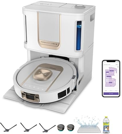 Shark ThermaCharged – Premium PowerDetect Nass- und Trocken-Saugroboter | DirtDetect, FloorDetect, automatische Reinigung, EdgeDetect, NeverStuck-Technologie, 3 Stunden ununterbrochene Reinigung