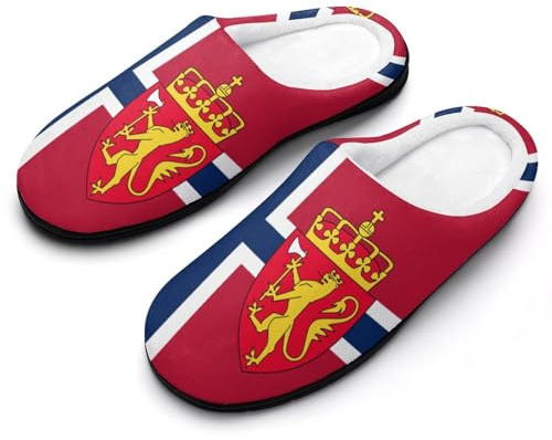 Norway Norwegian Flag Coat Of Arms Women's Cotton Slippers Warm Non Slip Rubber Shoes Bedroom Indoor