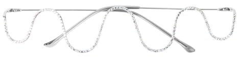 Toyvian Montatura Occhiali da Vista Donna senza Metallo Argento Decorazione a Diamante, Design Creativo e Lavorazione Fine per Feste e Uso Prolungato