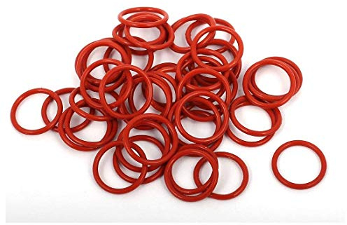 sourcing map 50 Stück 10mm x 1mm Gummi O-Ringe Dichtungsring Tüllen Rot