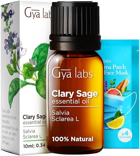 Gya Labs Clary Sage Essential Oil for Diffuser - 100% Natural Clary Sage Oil Essential Oil - Clary Sage Essential Oil for Skin, Hair, & Aromatherapy - Fragrant Aromatherapy Oils (10ml)