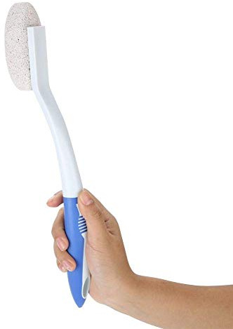 Scrub per piedi con pomice lungo manico, esfoliante strumento per la rimozione di file di callo del piede strumento pulitore massaggiatore di pietra