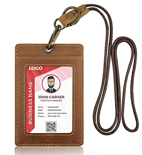 Office Lanyard Kartenhalter inkl. Umhängeband, Kunstleder, ideal für Ausweise und andere Karten sowie Schlüssel, USB-Sticks oder Handys, starker Befestigungs-Clip hautfarben (hautfarben)