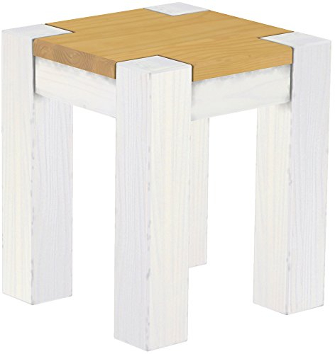 Hocker Rio Kanto Eiche hell Weiss Pinie Massivholz Esszimmerbank Küchenbank Holzbank - Größe und Farbe wählbar Brasilmöbel