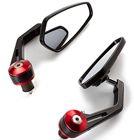 22mm Guidon Métal Moto Miroir Rétroviseur Ovale Rouge