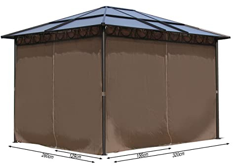 4 Seitenteile für Hardtop Pavillon 3x3,6m Seitenwandset Sichtschutz Vorhänge