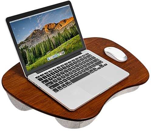 LAPGEAR Extra Large Bamboo Lap Desk - Chestnut - Fits up to 17.3 Inch Laptops - Style No. 91692