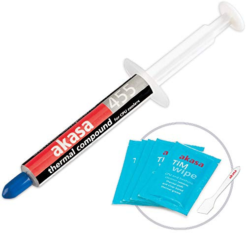 Akasa Performance Compound 455 Kit, TIM Wärmeleitpaste mit Tücher, Premium Wärmeleitpaste mit Reinungstücher, Ideal für CPU, GPU, Kühlkörper, Technik für Techniker empfohlen, AK-TCW-03