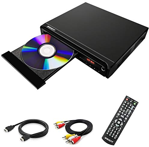 WISCENT DVD Player for TV,All-Region Free,Mini Compact DVD CD MP3 Player,with HDMI Cable for TV,USB Port, Remote Control, (non blueray)
