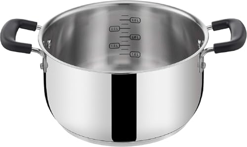 Lagostina Pratica Pentola Alta 2 Maniglie per Induzione, Grigio, 20 cm, Acciaio 18/10