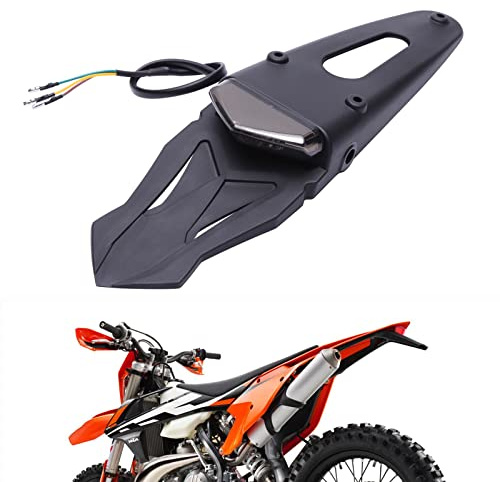 JMTBNO LED Motorrad Rücklicht E-geprüft mit Kennzeichen Halterung Rotem LED Bremslicht Weiße Kennzeichenbeleuchtung für Offroad-Motorräder Enduro Motocross Dirt Bikes (Rauch Schwarzes Glas)