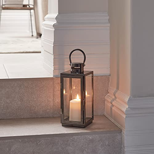 Lights4fun Laterne Edelstahl mit TruGlow LED Kerze mit Fernbedienung und Timer Innenbereich 28,5cm